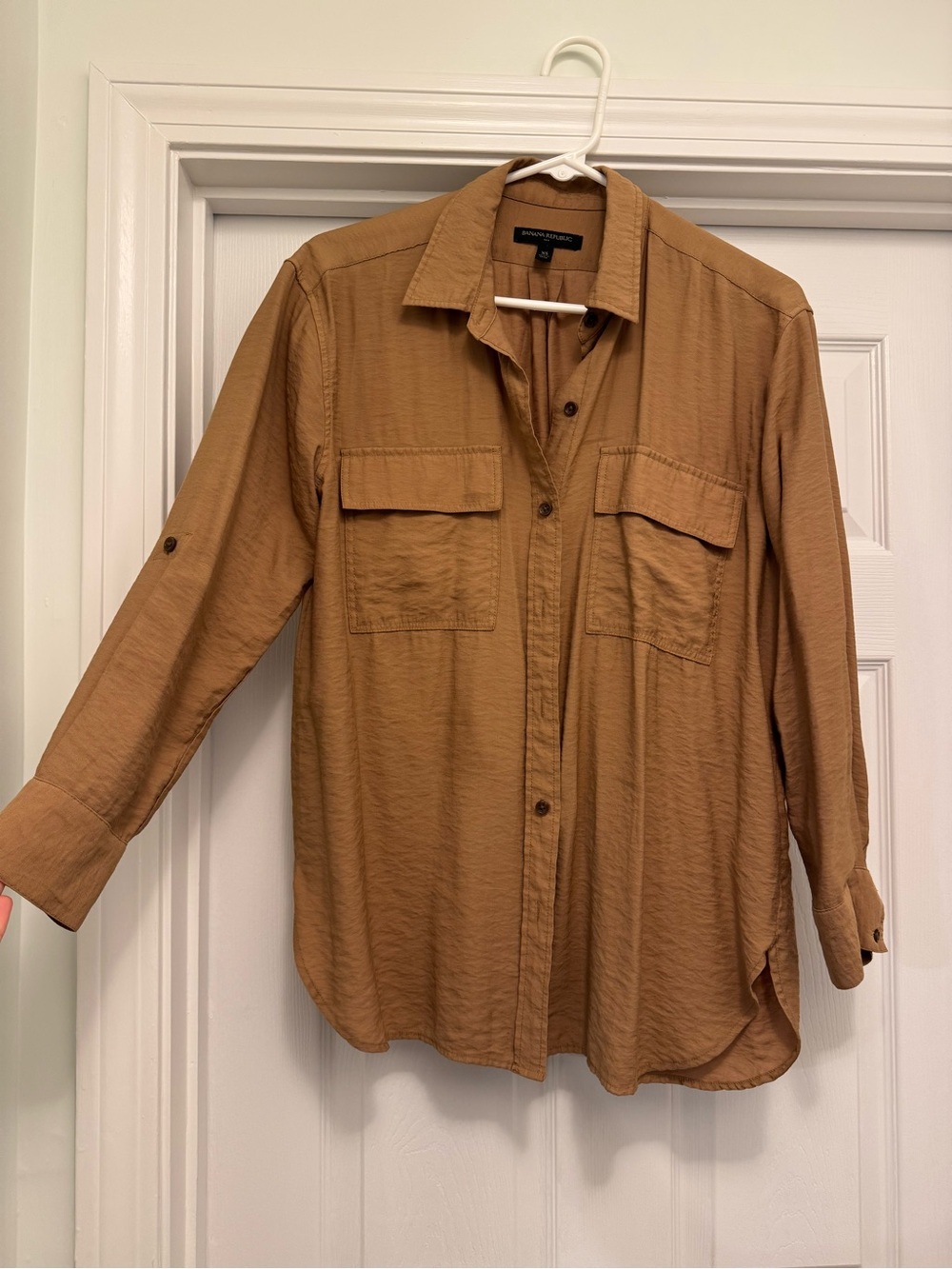 Banana Republic Lightweight Button-Front Tan Shirt